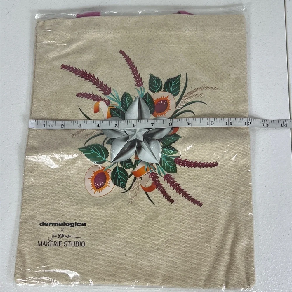 Dermalogica x Makerie Studio Tote Floral Print Canvas Pink Handles NIP